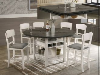 TWO TONED COUNTER HEIGHT DINING TABLE WITH CHAIRS