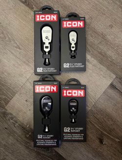 Icon 4pc 1/4, 3/8 Stubby Ratchets