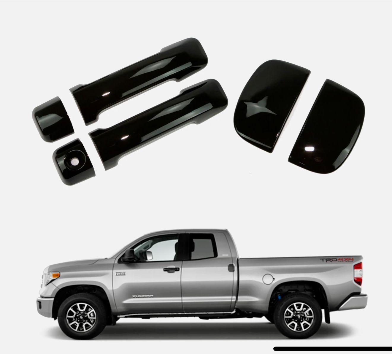 For 2007-2021 Toyota Tundra Glossy Black Door Handle Covers For Double Cabs ONLY