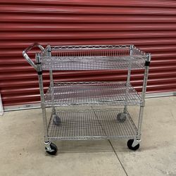 Large Wire Utility Cart Chrome Plated Steel Finish