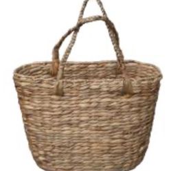 Wicker Magazine Basket With Straps