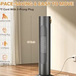 Electric Space Heaters For Indoor Use, 25" 2-IN-1 Tower Heater And Fan Combo, 70Oscillating, 2S Instant Heating, 1500W, 3 Heating & Fan Modes, Electri