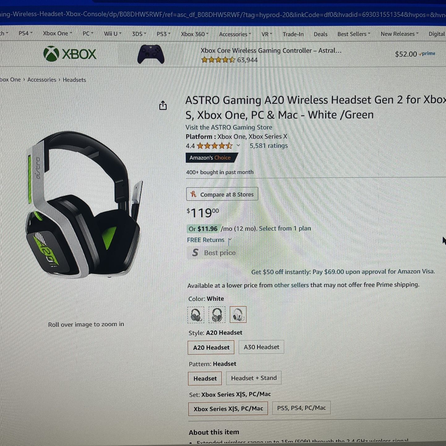 Wireless Gaming Headset  Astro A20