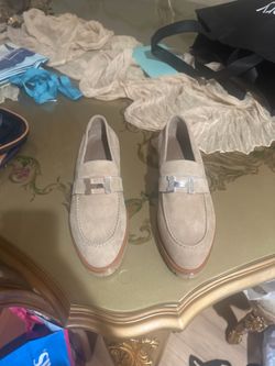 Hermes Camel Suede Loafers