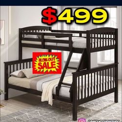 Twin Full Expresso Bunkbed With Ortho Mattress Included 