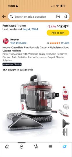 Hoover CleanSlate Plus Portable Carpet and Upholstery Spot Cleaner