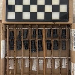Aztec Hand Carved Stone Chess Set New