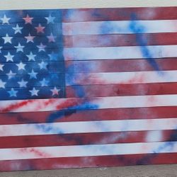 Handmade Wooden American Flag Multi Color