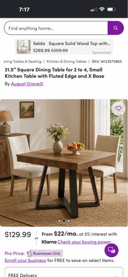 August Grove 31.5" Square Dining Table with X Base