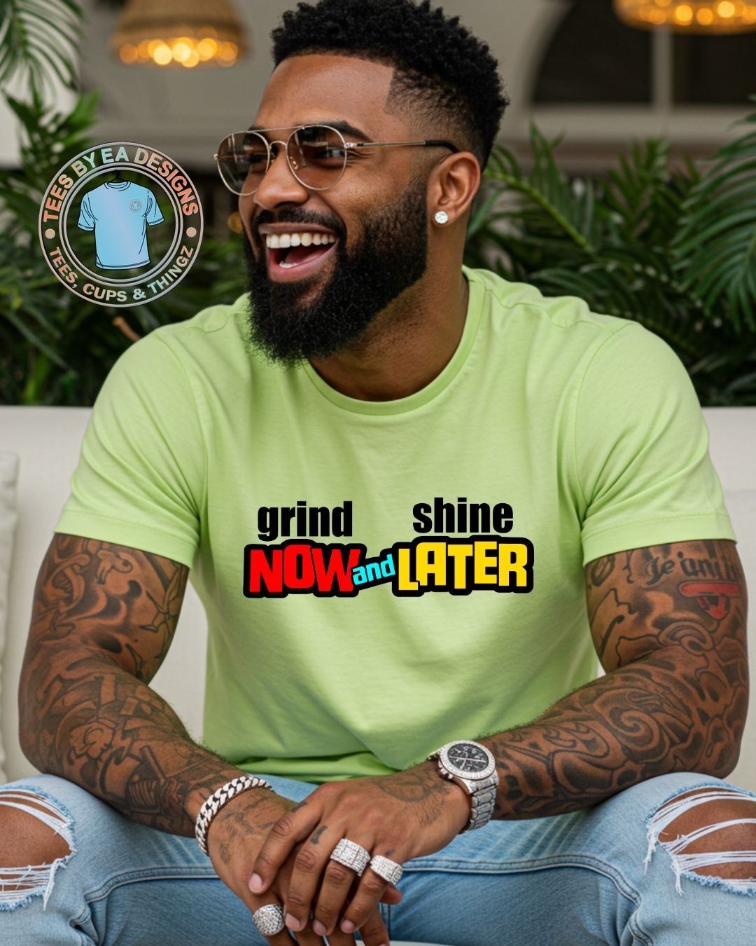Grind Now And Shine Later Tee - Hustle Hard AF