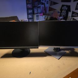 2  24 Inch Monitors HP And Lenovo