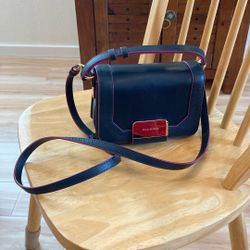 Stuart Weitzman Navy Purse Pink Piping