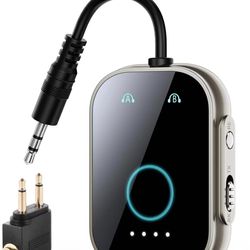 Bluetooth V5.3 Transmitter Receiver Low Latency 2-in-1 Adapter for Airplane/TV/Car/PC/MP3 Player/Home Theater/Switch/Gym Equipment,Supports up to 2 Ai