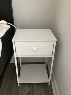 White Metal Nightstand with Drawer