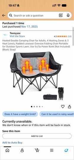 Heated Double Camping Chair