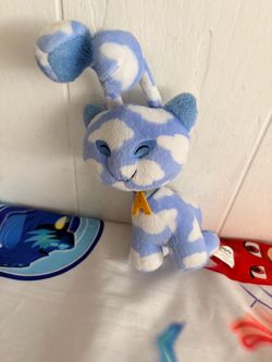 Blue and white plush cat