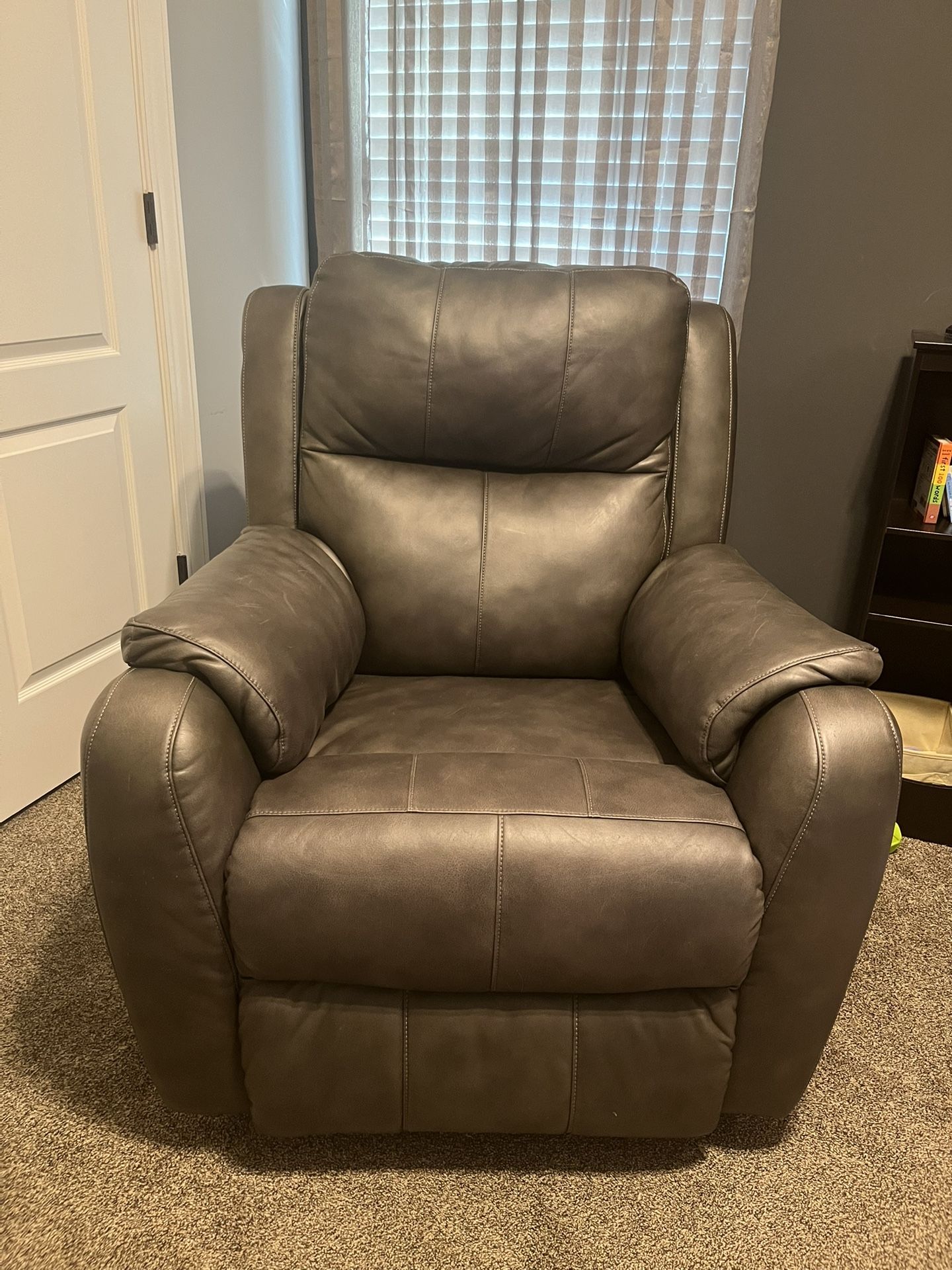 Grey Leather Recliner