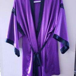 Victoria's Secret Vintage Kimono Style Satin And Lace Robe Size Extra Small ●see description below●