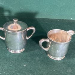 Vintage Wear Brite Silver Cream And Sugar Set