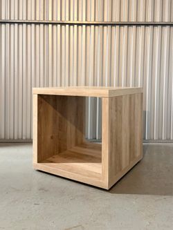 Cubed Wooden Side Table w/ Storage
