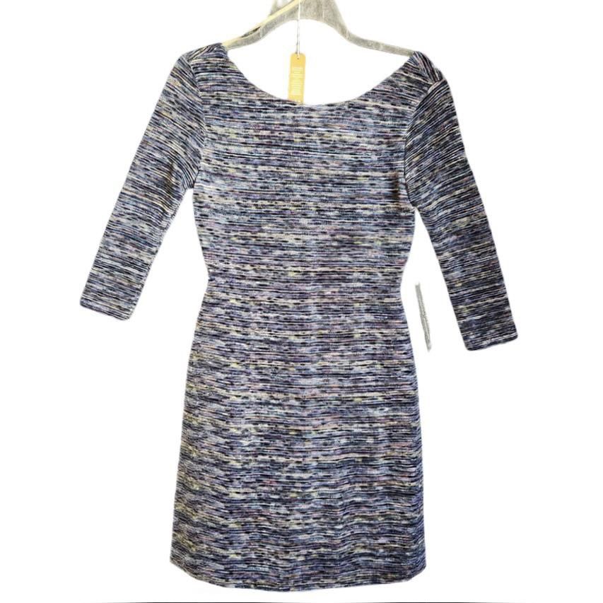 Bodycon Mini dress multi color stripe Blue tones