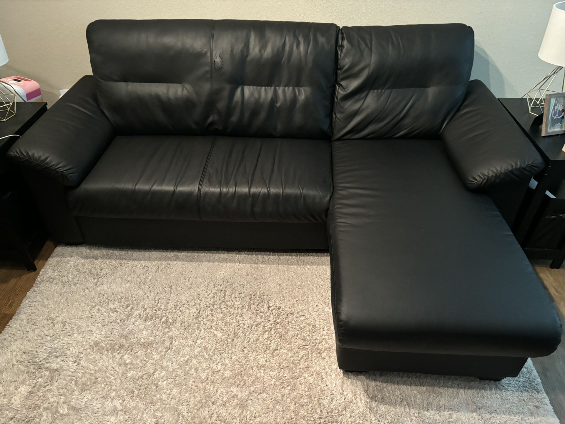 Black Leather Couch With Chaise Lounge 