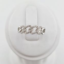 14k white gold diamond Mami cuban link ring