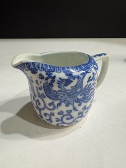 Vintage Antique Noritake Morimura Blue Phoenix Porcelain Mini Creamer Pitcher
