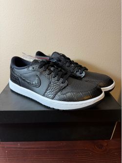 Jordan 1 Retro Low Golf 'Black Croc' Size 10 DD9315-003