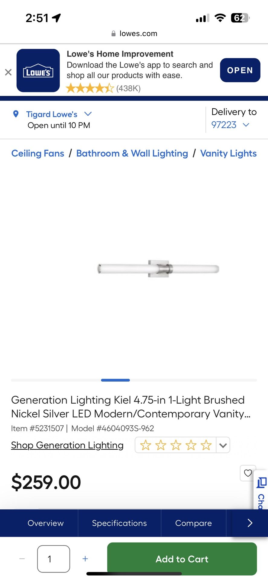 Modern Bathroom Wall Mounted Light