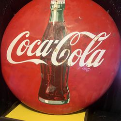 Very Rare Vintage 36” COCA COLA Button Sign