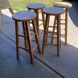 4 Wooden Bar Stools 