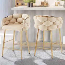 Christopher Knight Home- Harper Modern Velvet 28inch counter stools gold brass frame setof2
