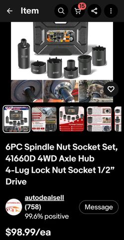 6 Pack Spindle Nut Socket Set, 41660D 4WD Axle Hub Lock Nut Socket Tool Kit