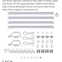 BRAND NEW 2’ LED BLACK LIGHT (4) SET W/ mounting kit