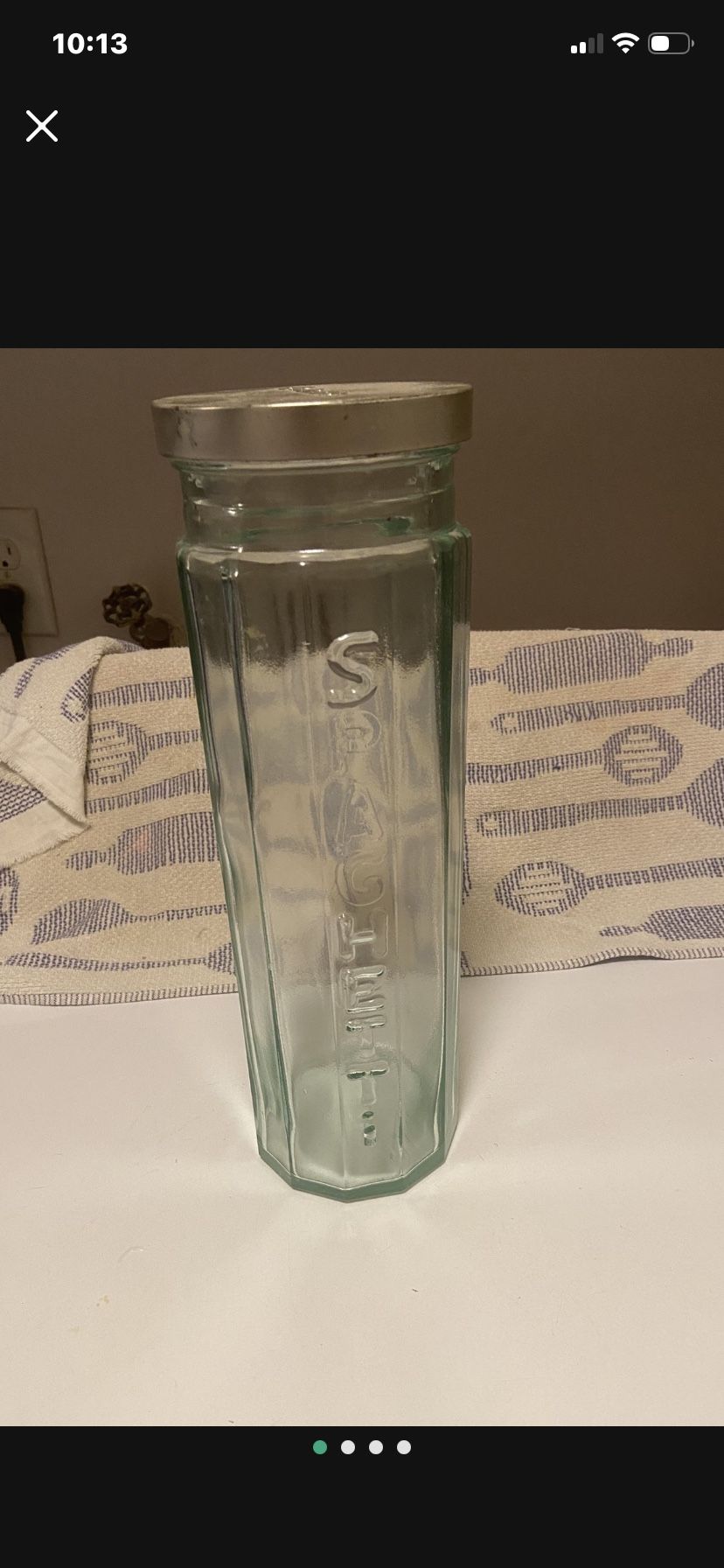 Vintage Italian Made Glass Spaghetti Canister