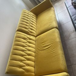 yellow velvet futon sofa,