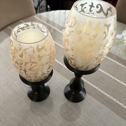 2  Pc Frosted Glass Candle Holder