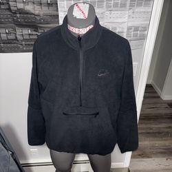 Nike Mens Large Pullover Lightweight Fleece Black Polyester 1/4 Quarter Zip Up
