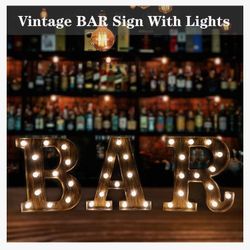 Vintage Bar Sign with Lights