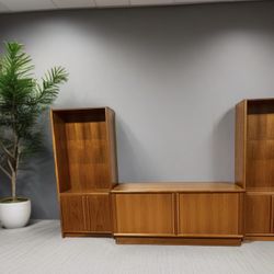 Danish Modern Teak Vintage Credenza & Bookcases