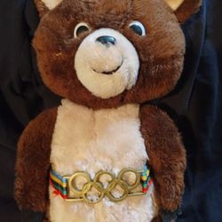 Vintage 1980 Misha Moscow Olympics stuffed plush bear toy, 12", Dakin
