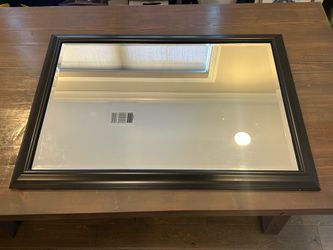 Large Beveled Wall Mirror — Black Wood Frame — 40.25" x 28.25" — $50 OBO