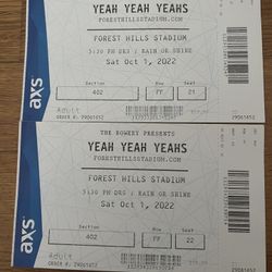 2x YEAH YEAH YEAHS Tickets. Saturday 10/1. NYC *Cheap!*