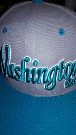 Washington D.C. Grey and Teal Flat brim Snap Back Baseball Hat Cap