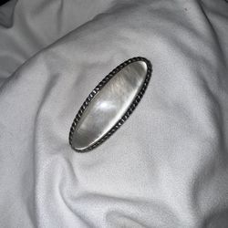 Antique Victorian Mother of Pearl Sterling Silver Large Oval Shaped Brooch Pin 