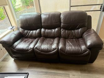Dark Brown Leather Reclining 3-Seat Sofa