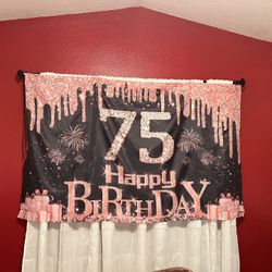 75th Birthday Banner And ‘75’ Mylar Balloons 