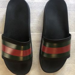Men’s Gucci Web Signature Stripe Slide Sandals 