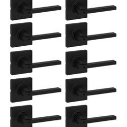 NEW! 10 Pack Kwikset Casey Interior Privacy Door Handles with Lock, Door Lever, MATTE BLACK
